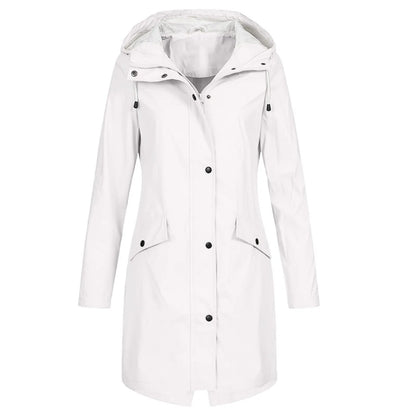 Giacca Impermeabile Lunga con Cappuccio