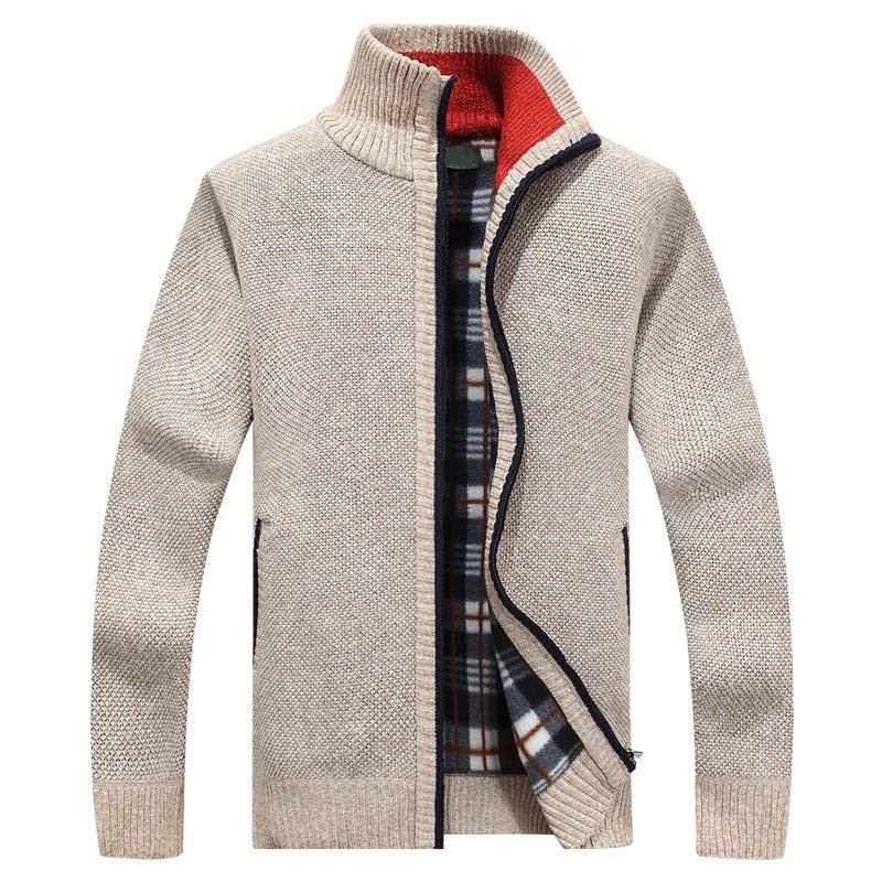 Damian - Cardigan con Zip e Collo Alto a Maglia per Uomo