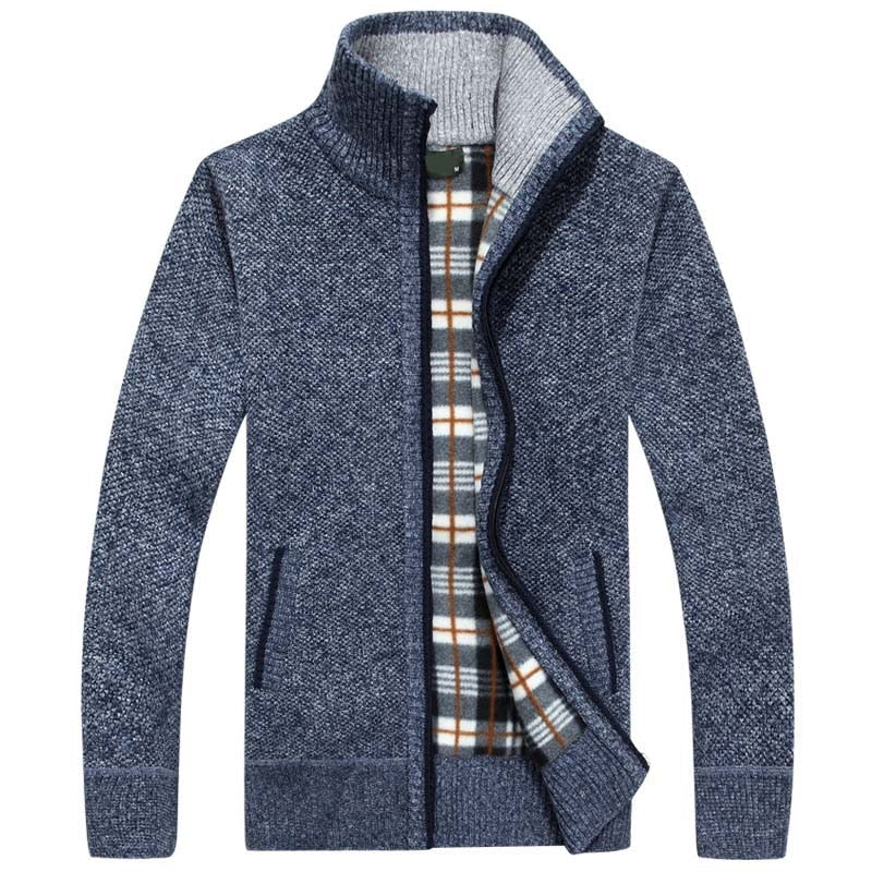 Damian - Cardigan con Zip e Collo Alto a Maglia per Uomo