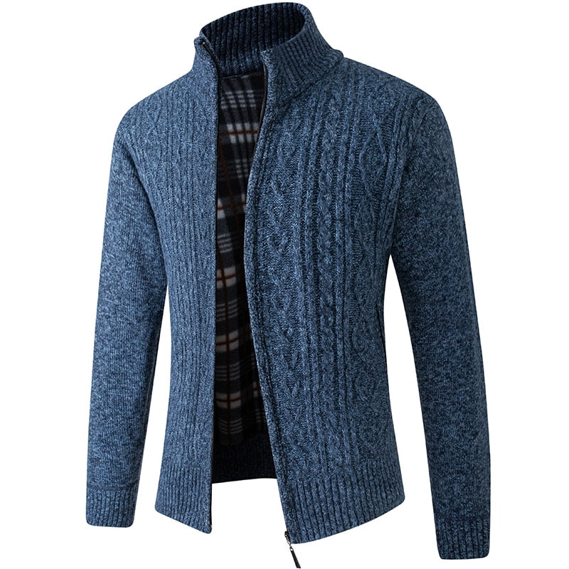 Damian - Cardigan con Zip e Collo Alto a Maglia per Uomo