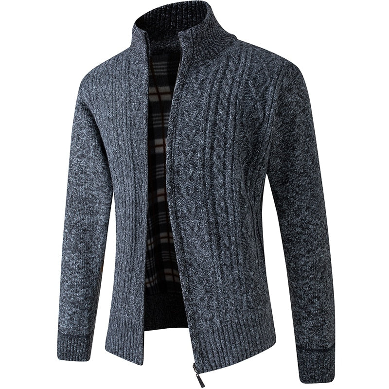 Damian - Cardigan con Zip e Collo Alto a Maglia per Uomo