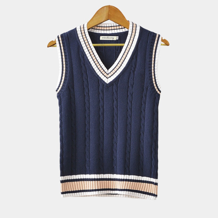 Theo - Gilet Retro in Maglia con Scollo a V per Uomo