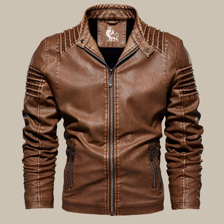 Giacca in pelle | Giacca intermedia premium con collo corto e zip per uomo