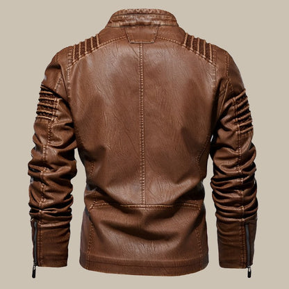 Giacca in pelle | Giacca intermedia premium con collo corto e zip per uomo