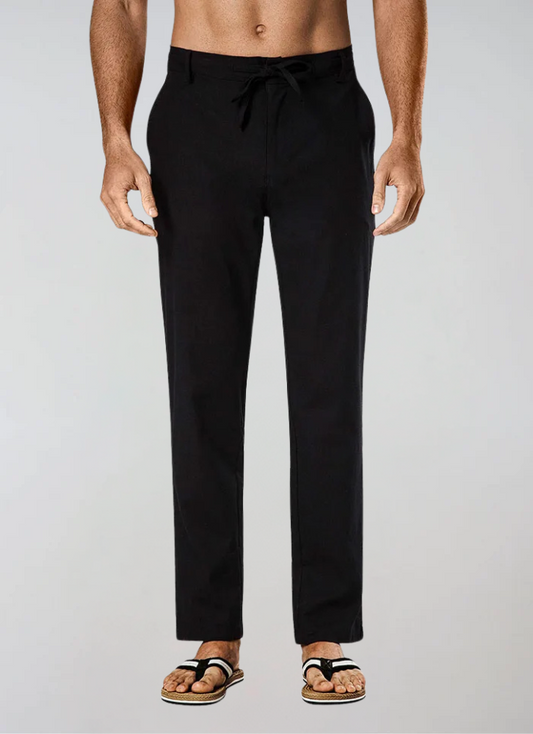 Eleganti Pantaloni Neri in Lino con Corda - Comfort e Stile