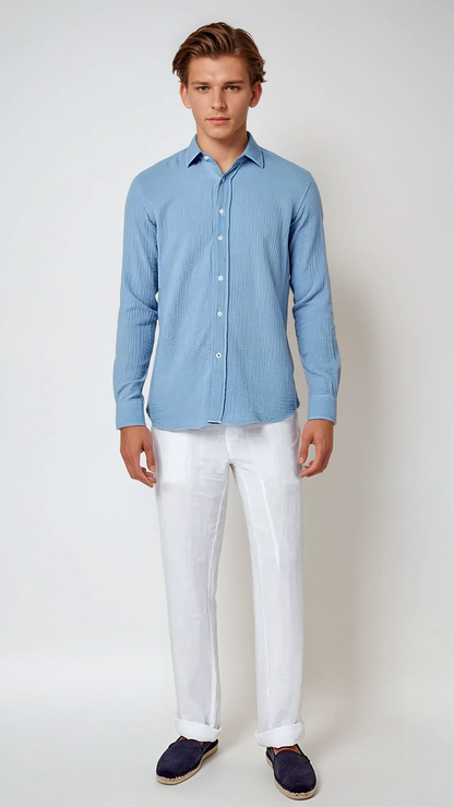 Eleganti Pantaloni Bianchi in Lino Leggero per Estate