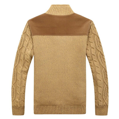Peterson - Cardigan a Collo Alto in Maglia Intrecciata con Interno in Peluche per Uomo