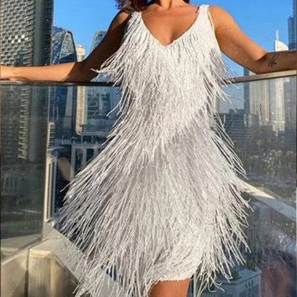 Mini Abito con Frange Chic per Feste e Occasioni Speciali Stile Italiano