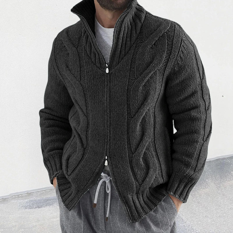 Rafaelo - Cardigan a Collo Alto in Maglia con Zip a Due Vie per Uomo