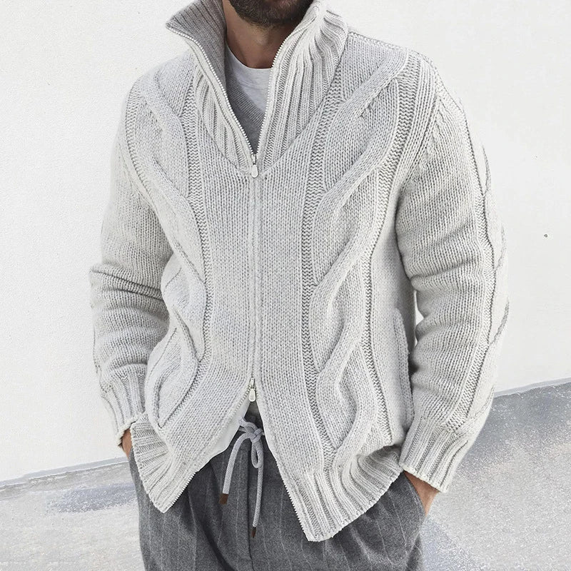 Rafaelo - Cardigan a Collo Alto in Maglia con Zip a Due Vie per Uomo