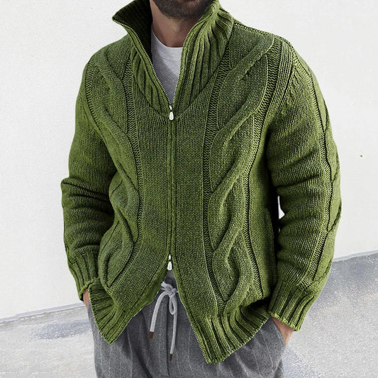 Rafaelo - Cardigan a Collo Alto in Maglia con Zip a Due Vie per Uomo