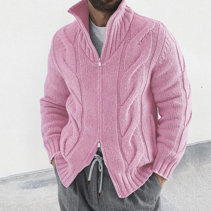 Rafaelo - Cardigan a Collo Alto in Maglia con Zip a Due Vie per Uomo