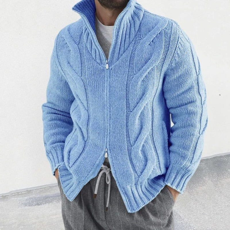 Rafaelo - Cardigan a Collo Alto in Maglia con Zip a Due Vie per Uomo