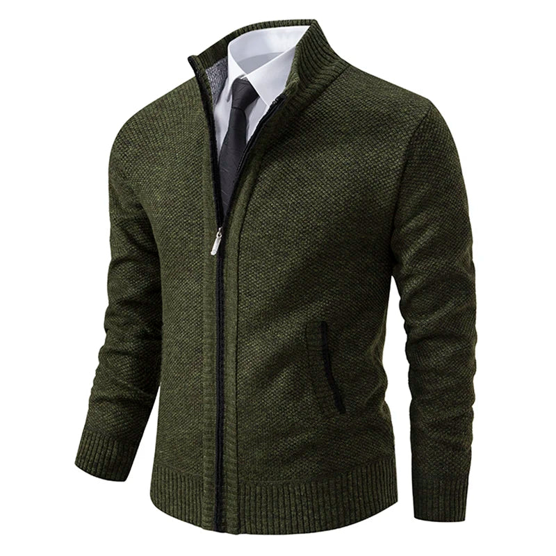 Jared - Cardigan a Collo Alto con Zip in Pile per Uomo