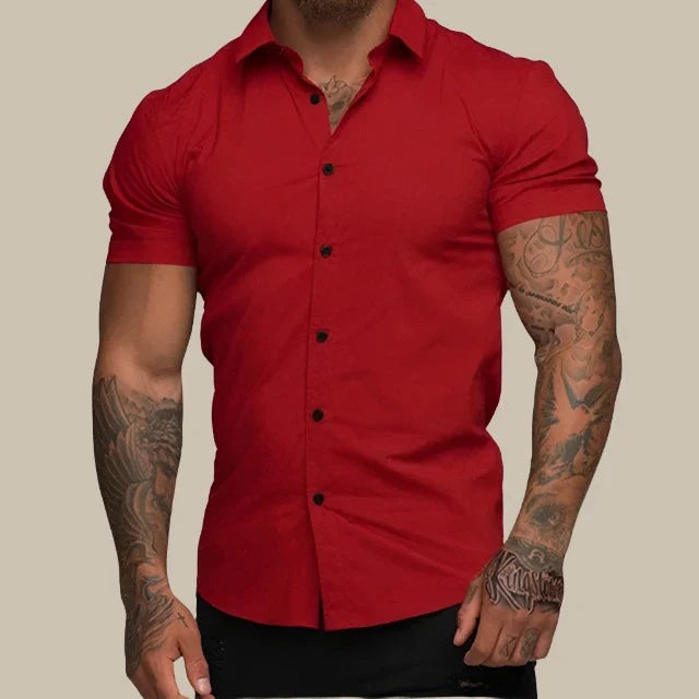 Marco - Camicia slim fit in stretch premium a maniche corte