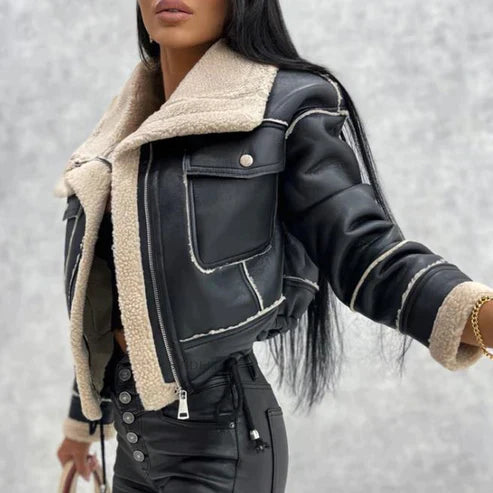 Casual Faux Leather Jacket with Fur for Women | Perfect for Everyday Wear