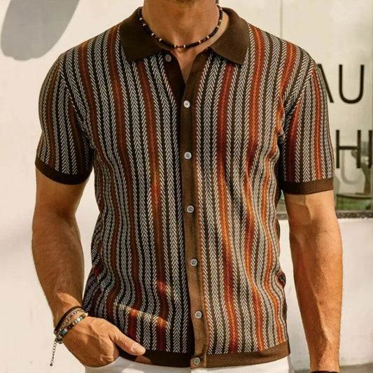 Marco - Camicia elegante a maglia con maniche corte e colletto per uomo