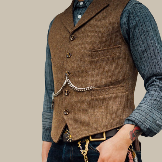 Marco - Gilet vintage elegante per uomo, senza maniche e con bottoni