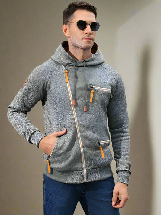 Camiel - Hoodie moderna da uomo con zip obliqua per un comfort casual