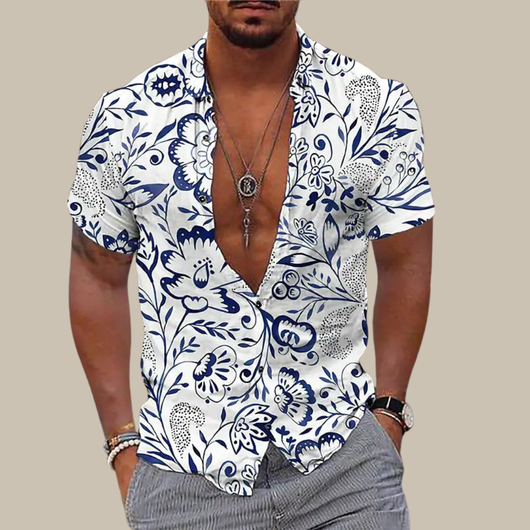 Luca - Camicia hawaiana estiva con stampa tropicale per uomini