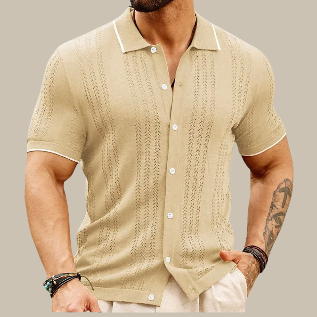 Luca - Camicia elegante in maglia a maniche corte con colletto per uomo