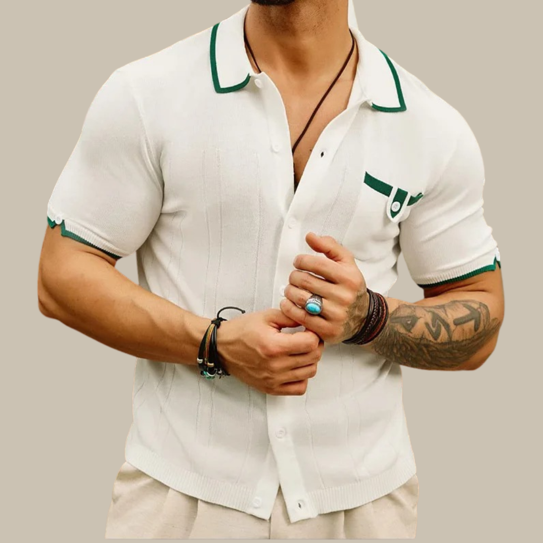 Marco - Camicia elegante a maglia con colletto e maniche corte per uomini