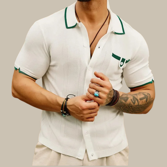 Marco - Camicia elegante a maglia con colletto e maniche corte per uomini