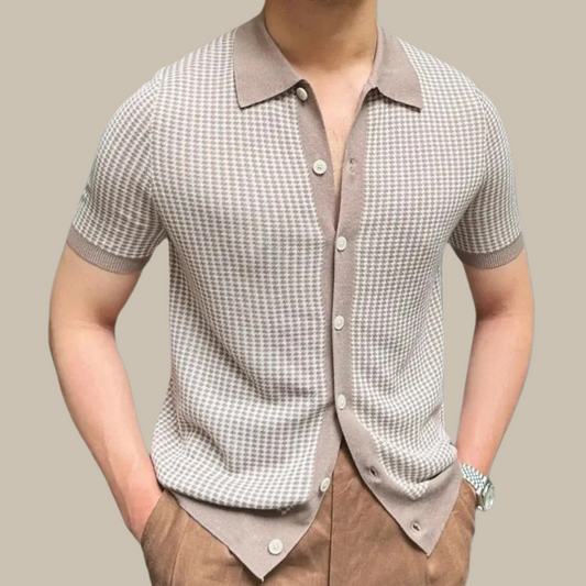Marco - Camicia elegante Zeta Marbella in maglia con maniche corte e colletto per uomo