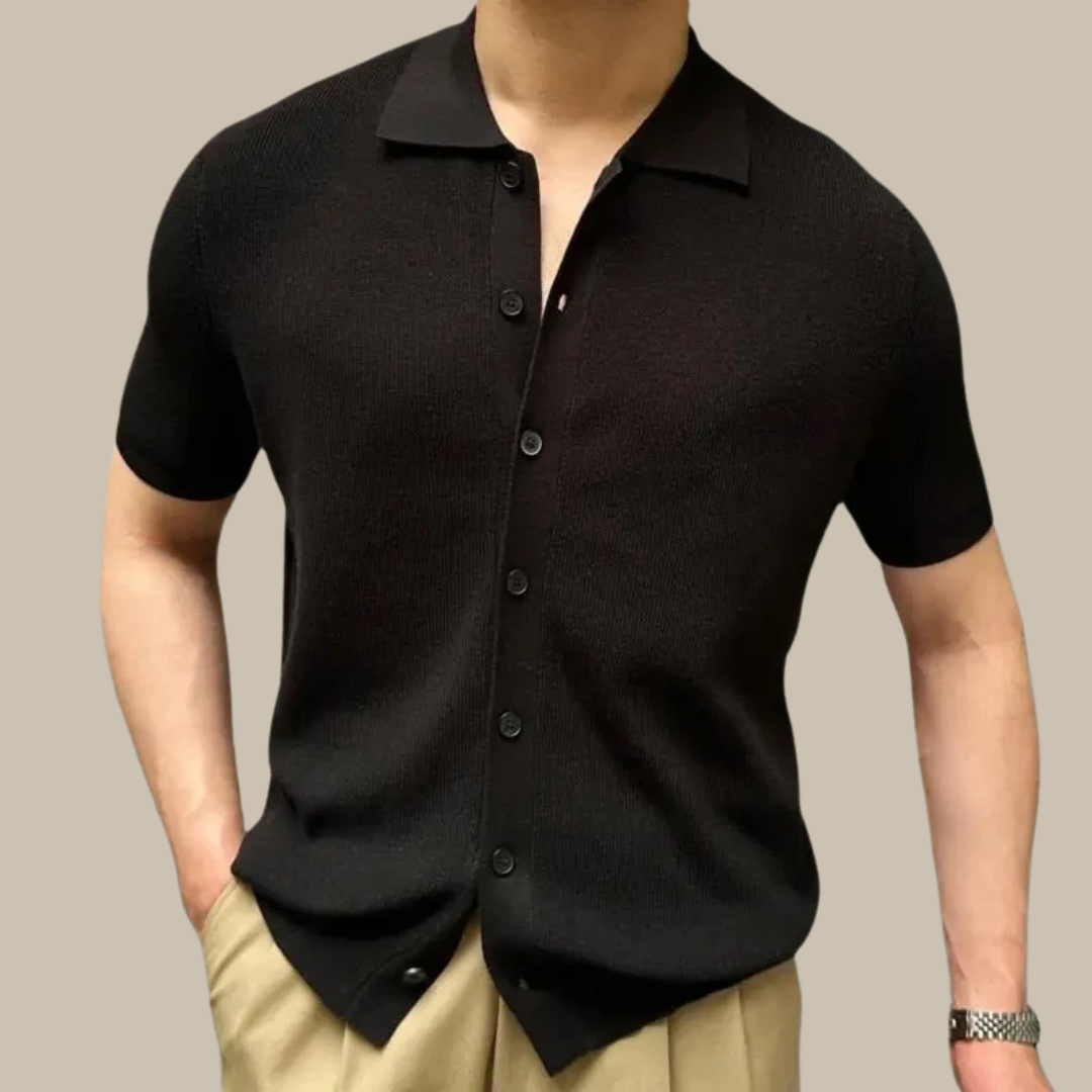 Marco - Camicia elegante Zeta Marbella in maglia con maniche corte e colletto per uomo