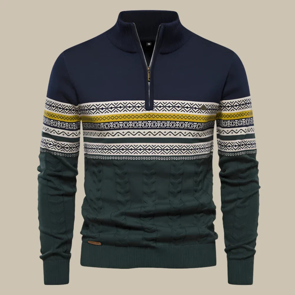 Marco - Pullover a mezza zip in stile norvegese per uomini