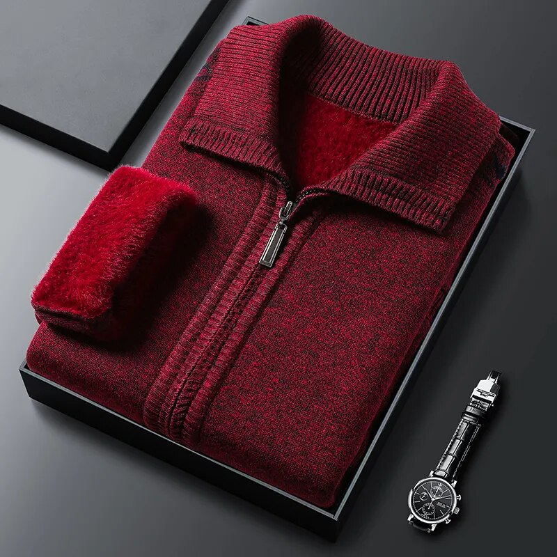 Ivor - Cardigan Invernale in Pile con Zip e Colletto Polo per Uomo