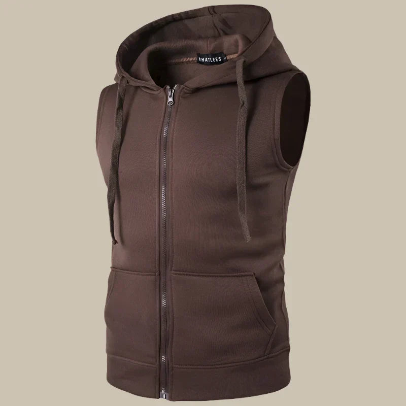 Marco - Hoodie senza maniche con zip e cappuccio per un look casual elegante