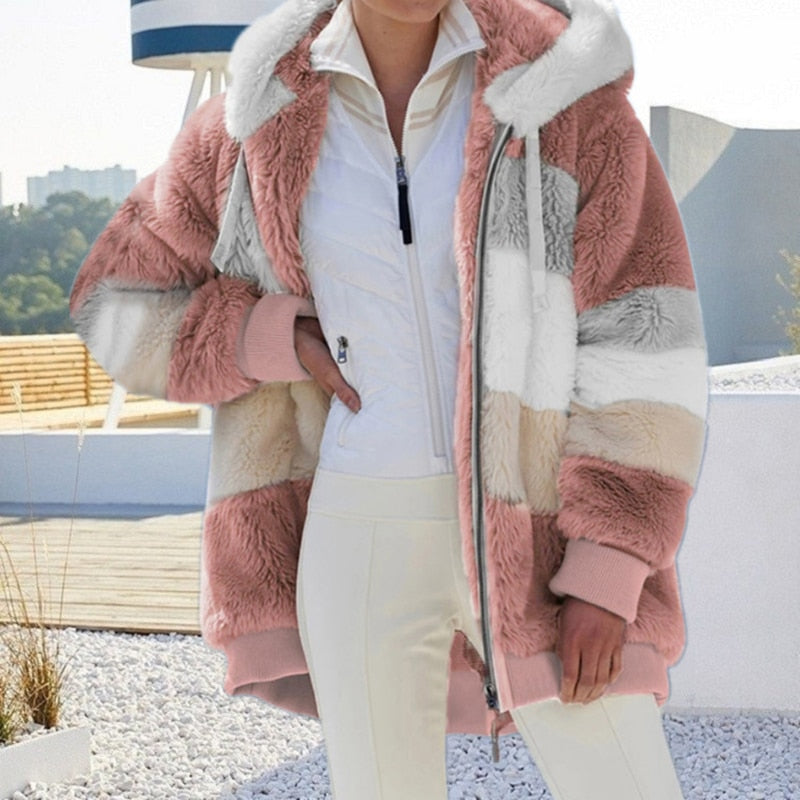 Kallie - Gilet in Peluche con Cappuccio Caldo, Morbido e Stile