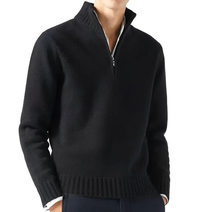 Luca - Pullover in maglia elegante con collo a V e zip per uomo