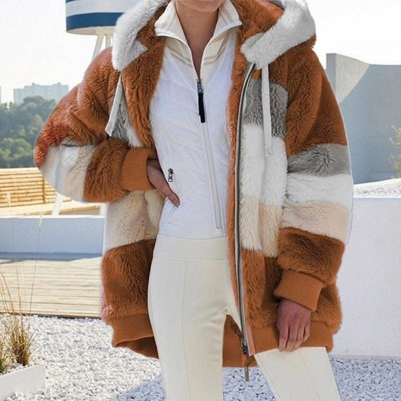 Kallie - Gilet in Peluche con Cappuccio Caldo, Morbido e Stile