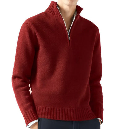Luca - Pullover in maglia elegante con collo a V e zip per uomo