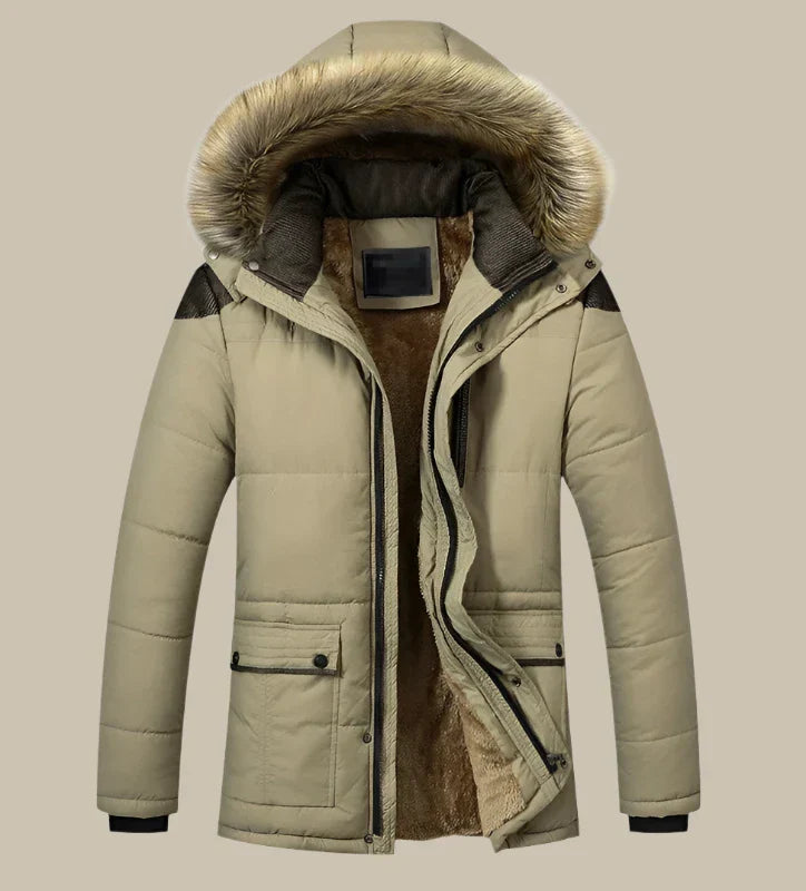 Parka Aspen | Giacca invernale impermeabile lunga per uomo con colletto in pelliccia e fodera in fleece