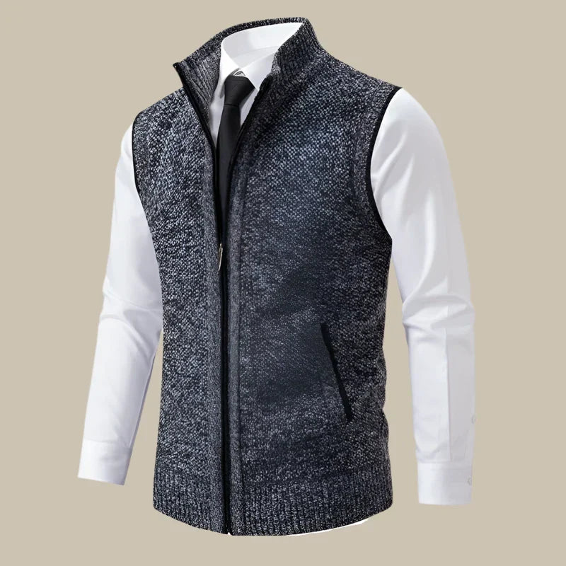 Castro - Gilet casual senza maniche per uomo con zip in maglia morbida