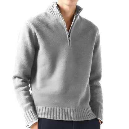 Luca - Pullover in maglia elegante con collo a V e zip per uomo