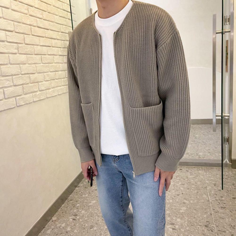 Marco - Cardigan oversize in maglia a coste con zip per uomo