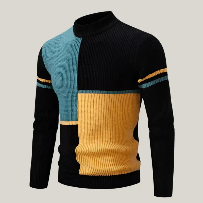 David - Maglione caldo da uomo con scollo rotondo e motivo elegante