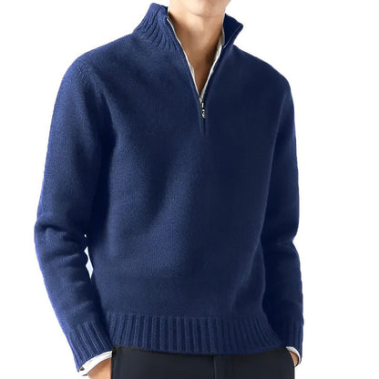 Luca - Pullover in maglia elegante con collo a V e zip per uomo