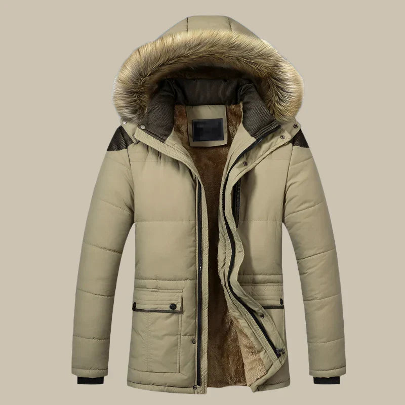 Parka Aspen | Giacca invernale impermeabile lunga per uomo con colletto in pelliccia e fodera in fleece