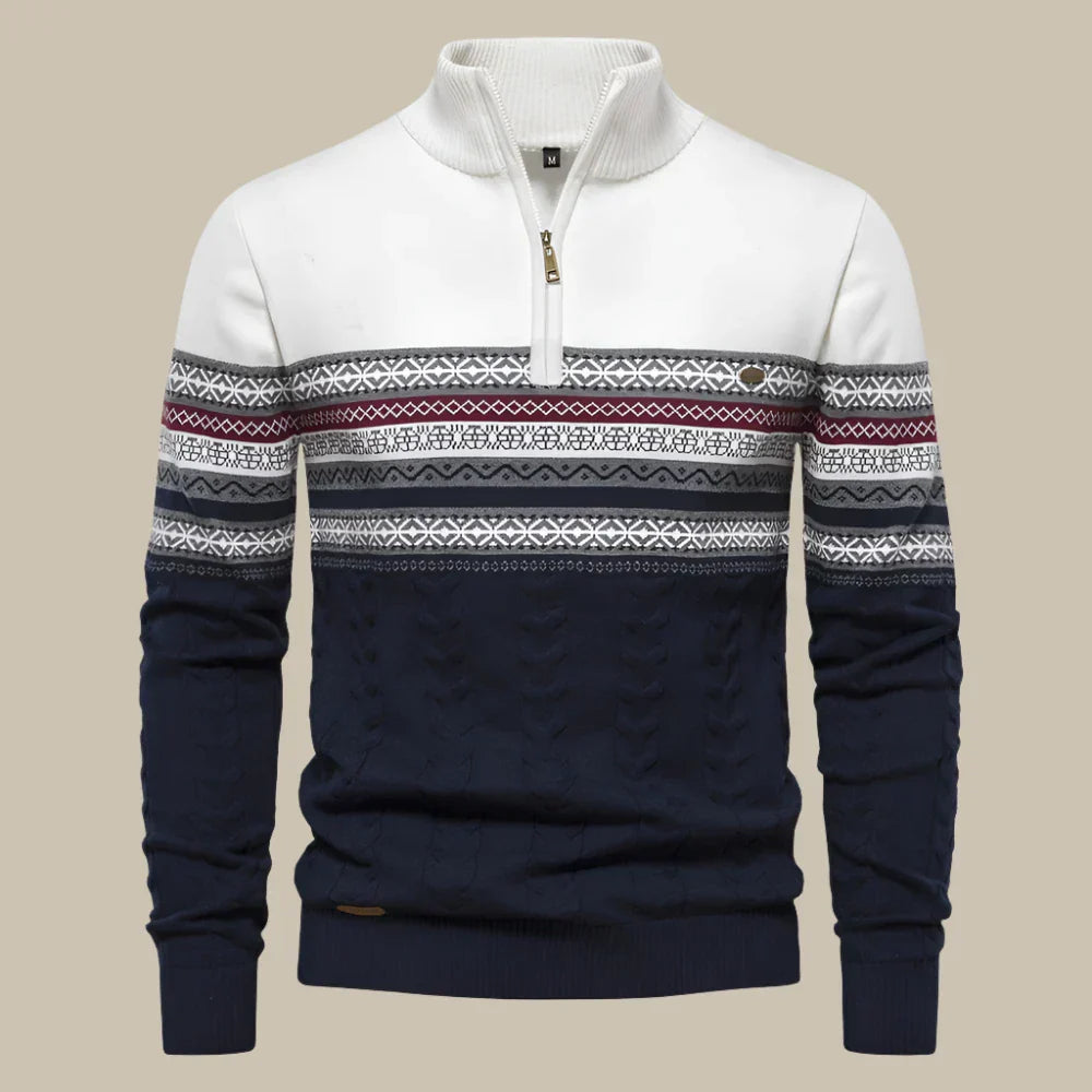 Marco - Pullover a mezza zip in stile norvegese per uomini