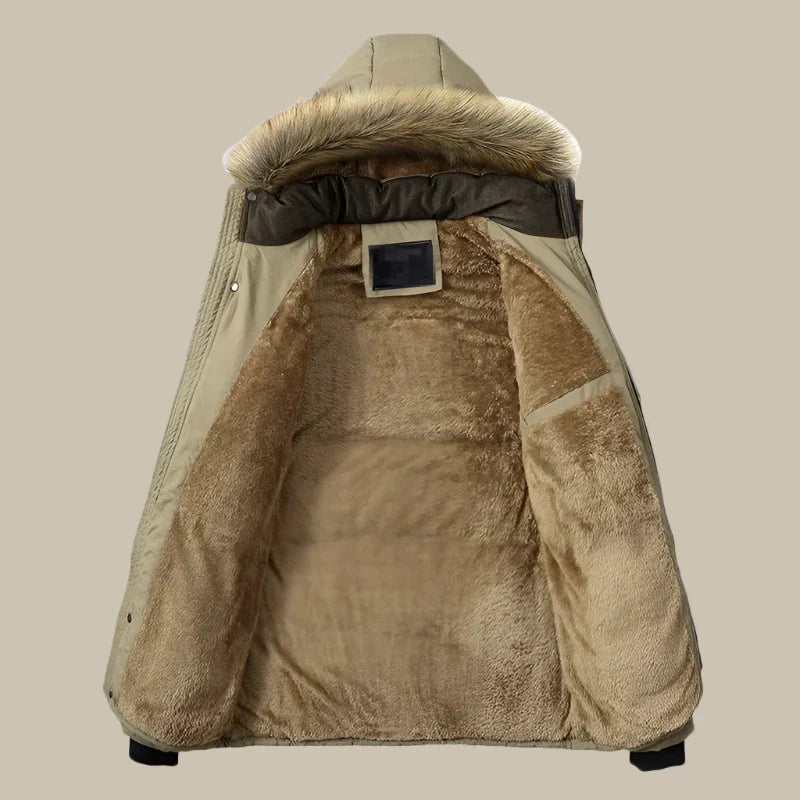 Parka Aspen | Giacca invernale impermeabile lunga per uomo con colletto in pelliccia e fodera in fleece