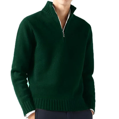 Luca - Pullover in maglia elegante con collo a V e zip per uomo
