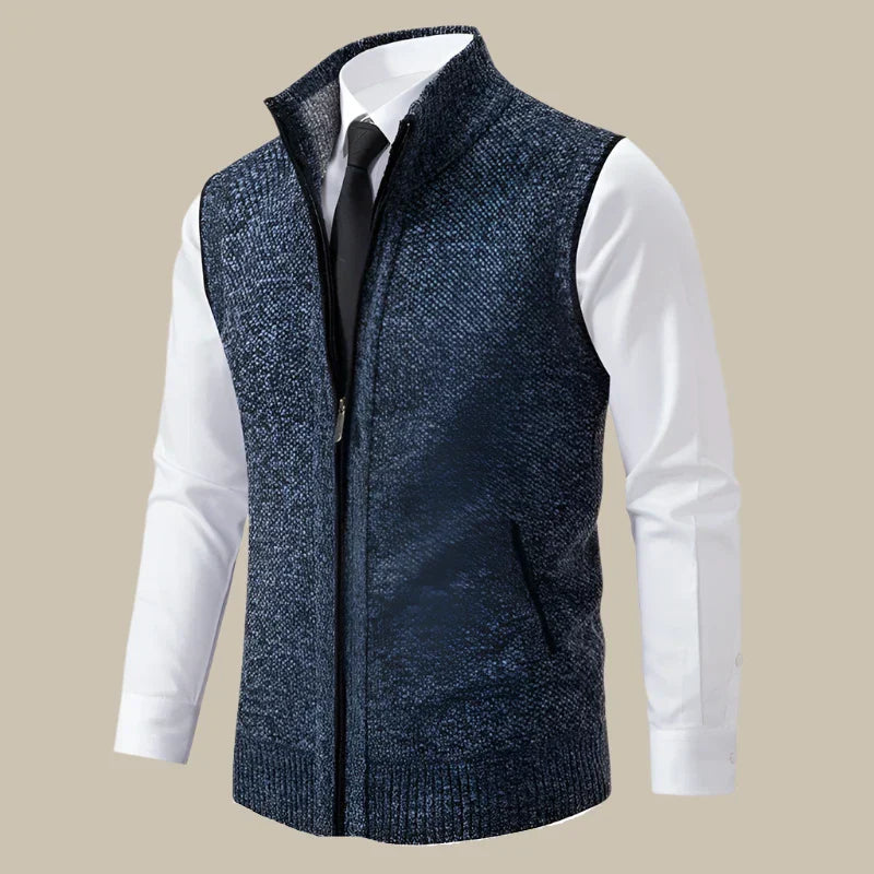 Castro - Gilet casual senza maniche per uomo con zip in maglia morbida