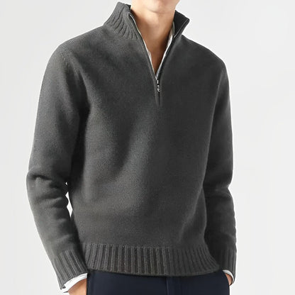 Luca - Pullover in maglia elegante con collo a V e zip per uomo