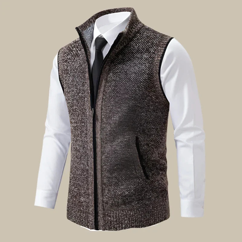 Castro - Gilet casual senza maniche per uomo con zip in maglia morbida