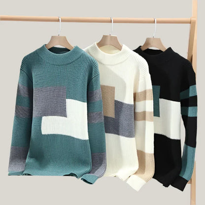 Luca - Maglione moderno in maglia con colletto rotondo per uomo